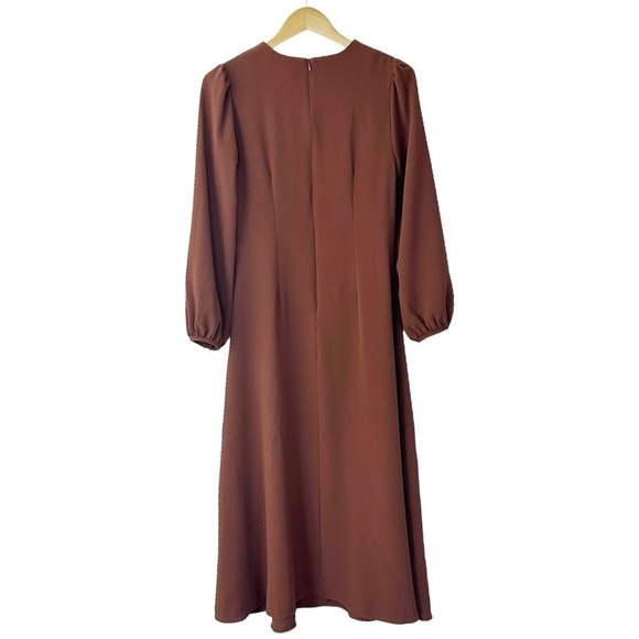 Pixie Market Rust Brown Shirred Midi Dress Size S - Picture 9 of 9